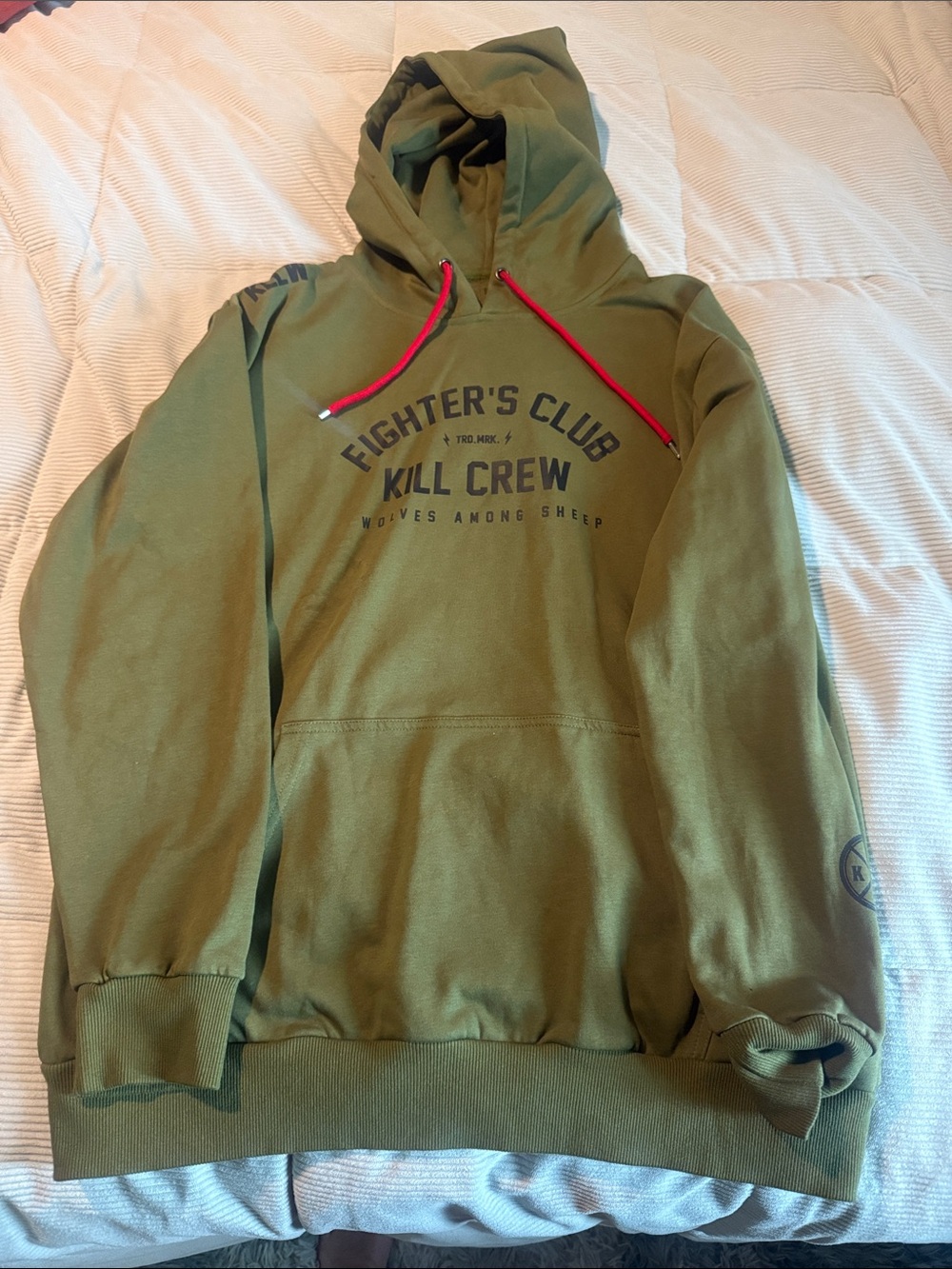 Kill Crew Olive Green Pullover Hoodie with Red Drawcords